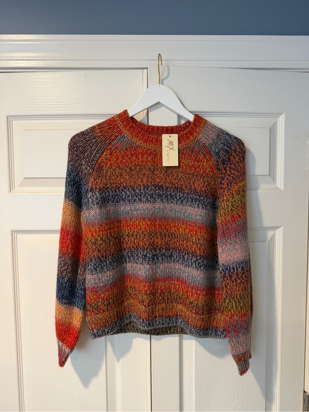 Multicolor Striped Knit Sweater - Cozy Crewneck
